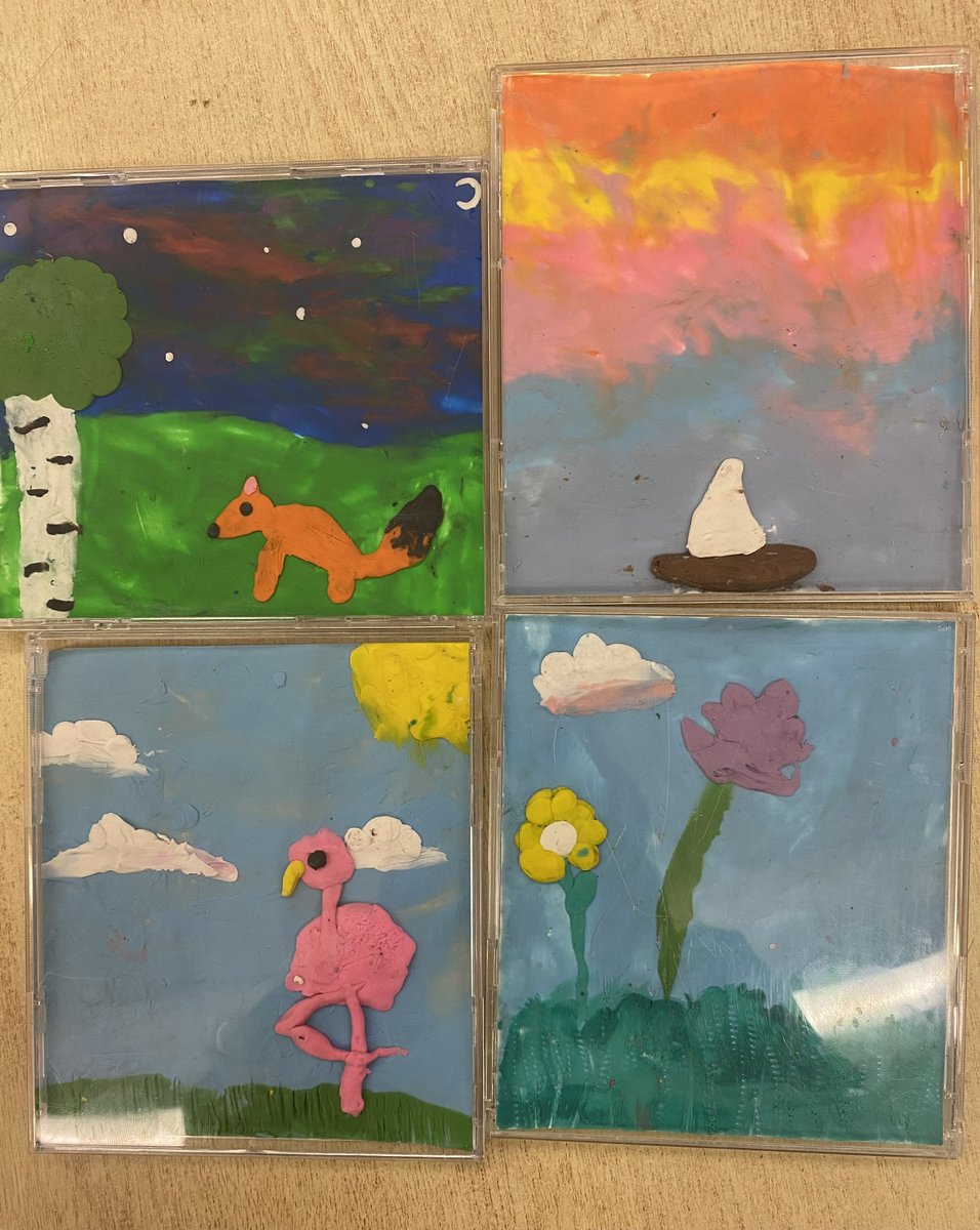 We managed to squeeze in one of my favourite painting with plasticine projects a la <a href="/barbreidart/">Barbara Reid</a> one last time. These grade 3/4s did a beautiful job! <a href="/JohnDearnessTV/">John Dearness Public School</a>