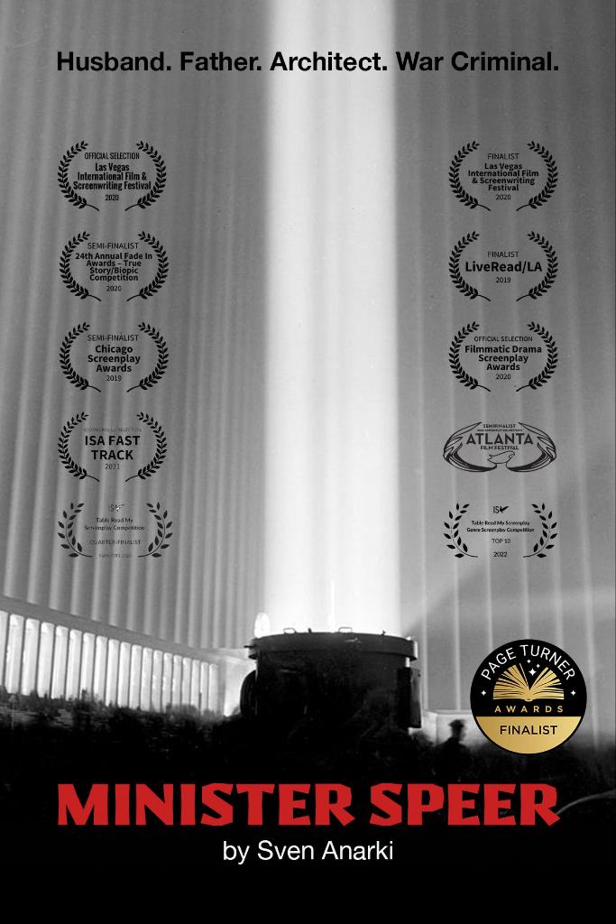 AnarkiSven's tweet image. MINISTER SPEER
3X Finalist
During a series of tense interviews, a young reporter treading water under a glass ceiling tries to make a charming former high-level German government official with an airtight alibi admit he knew about the Holocaust all along.

 #CFn #Screenpit #SeRe