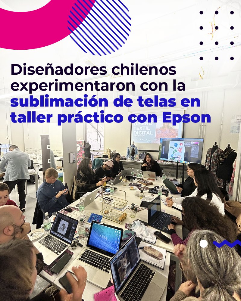 PrintPackLatam's tweet image. La diseñadora y emprendedora Daniela Pérez desarrolló un taller de #DiseñoTextil Digital junto a @EpsonLatin, al que asistieron diseñadores profesionales asociados a #ModaChile, quienes  experimentaron la tecnología de la #sublimación.

Lee más aquí: bit.ly/3zgQBhL