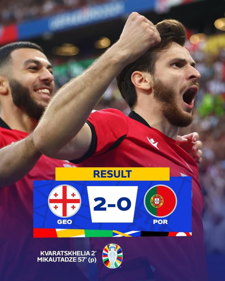 Lasha_Khutsish's tweet photo. ππ Georgia triumphs in the European Championship, defeating Portugal 2-0! π¬πͺβ½οΈ
What an incredible match and a historic victory for our team! π«π«π«
#EuropeanChampionship #GeorgiaWins #Proud #GoTeamGeorgia https://t.co/PNW5rPLCMZ