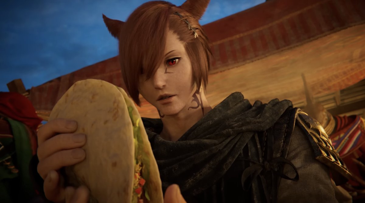 aitaikimochi's tweet photo. FFXIV Tour Tural's...tourism website...has uploaded their official recipes for the taco G'raha is eating and the drink that Urianger is drinking lmao https://t.co/veHLXddDuo
