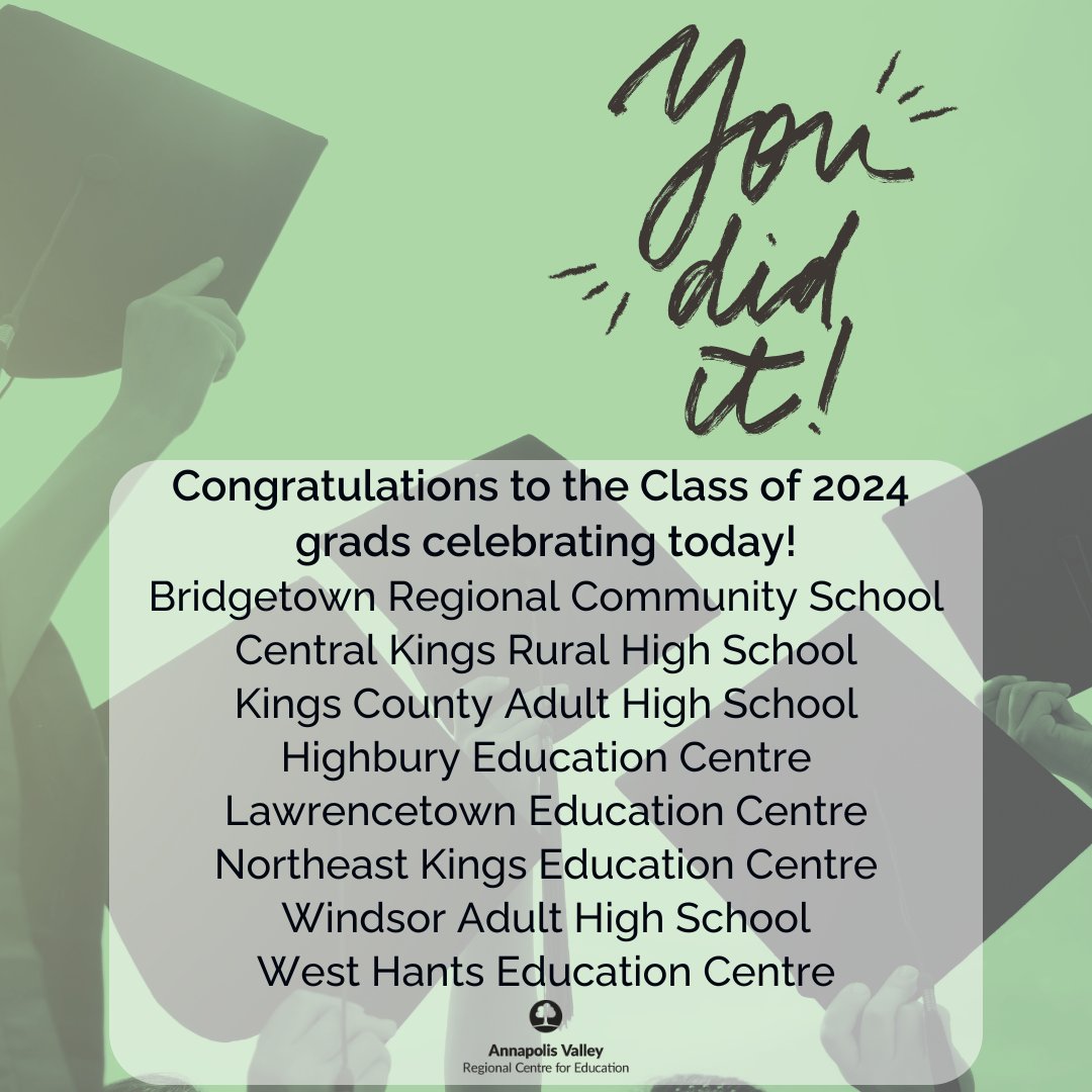 Graduation ceremonies are happening today and tomorrow at AVRCE high schools. Congratulations to the grads of BRCS, CKRHS, KCAHS, HEC, LEC, NKEC, WAHS and WHEC who are celebrating today, and we wish you success as you begin a new chapter!
