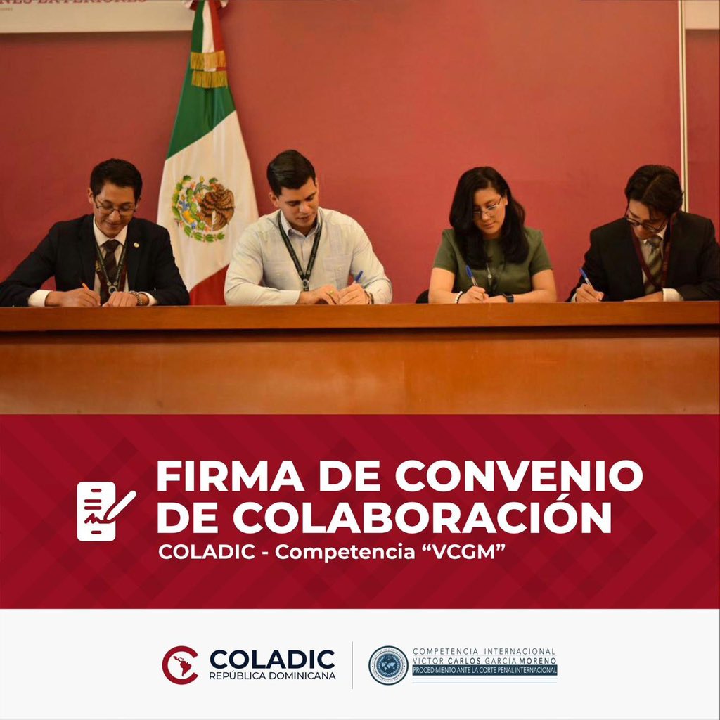 coladicrd's tweet image. Nos complace anunciar que el Consejo Latinoamericano de Estudiosos de Derecho Internacional y Comparado - Capítulo República Dominicana (COLADIC-RD) y la Competencia Internacional “Víctor Carlos García Moreno” (VCGM) han firmado un importante acuerdo de cooperación.