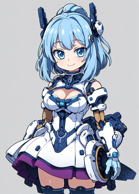 違う目的で作ってたLoRA適応したら、またちょっと違うテイストになったメカ娘。