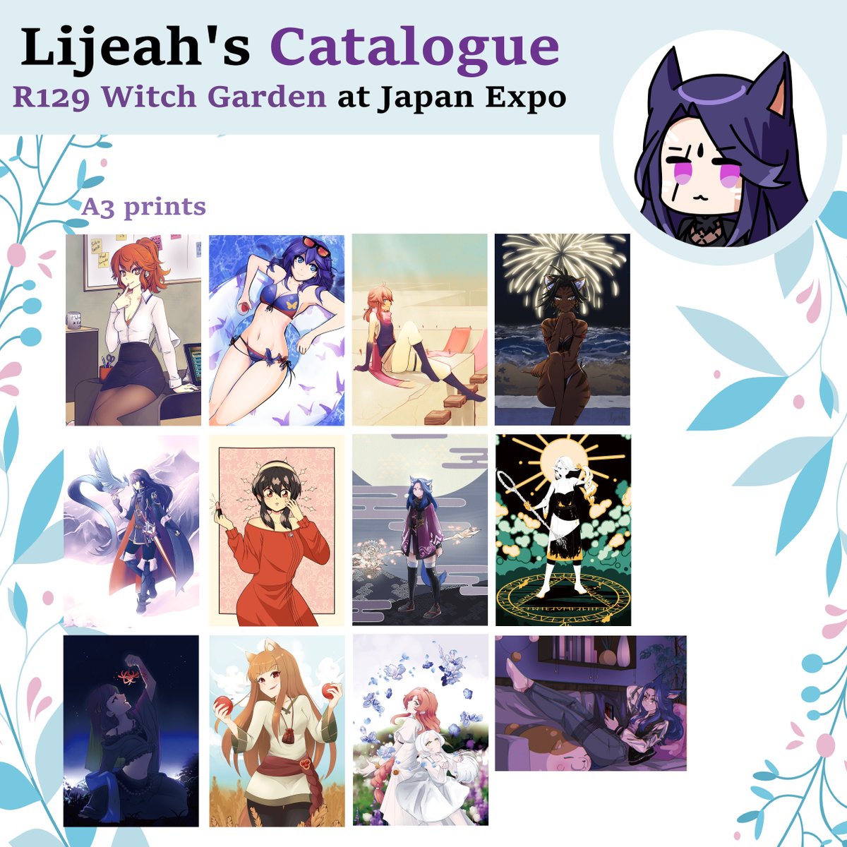 Lijeah's tweet image. ✨Here's my catalogue for Japan Expo Paris 2024✨
I will be at booth R129 in hall 5A! Come see me!!
I can take reservations, feel free to DM me 😊