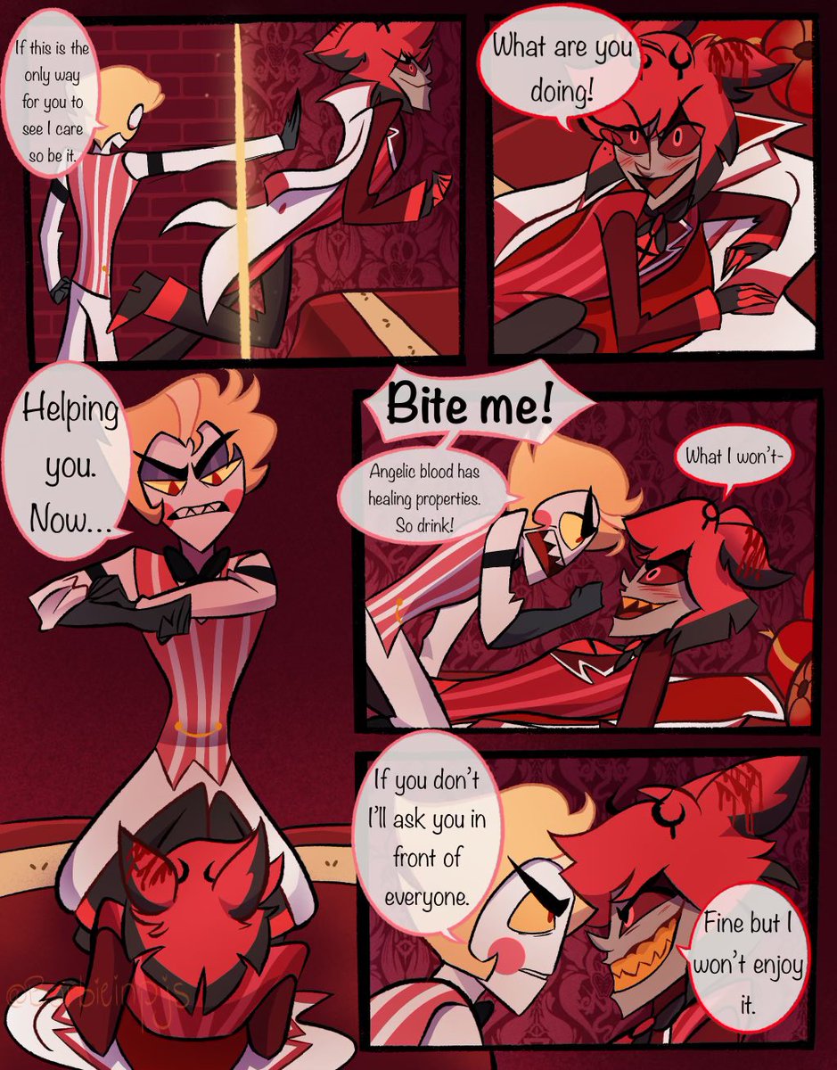 Barbieinpjs's tweet photo. Secret Keepers part 9 
Alastor may be on the verge of realizing something…
#radioapple #HazbinHotel #HazbinHotelFanart #LuciferxAlastor https://t.co/yZGUbh5J19