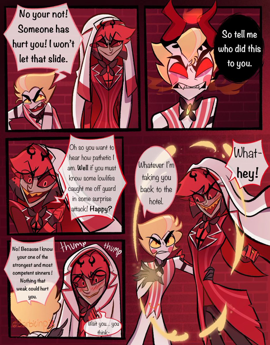 Barbieinpjs's tweet photo. Secret Keepers part 9 
Alastor may be on the verge of realizing something…
#radioapple #HazbinHotel #HazbinHotelFanart #LuciferxAlastor https://t.co/yZGUbh5J19