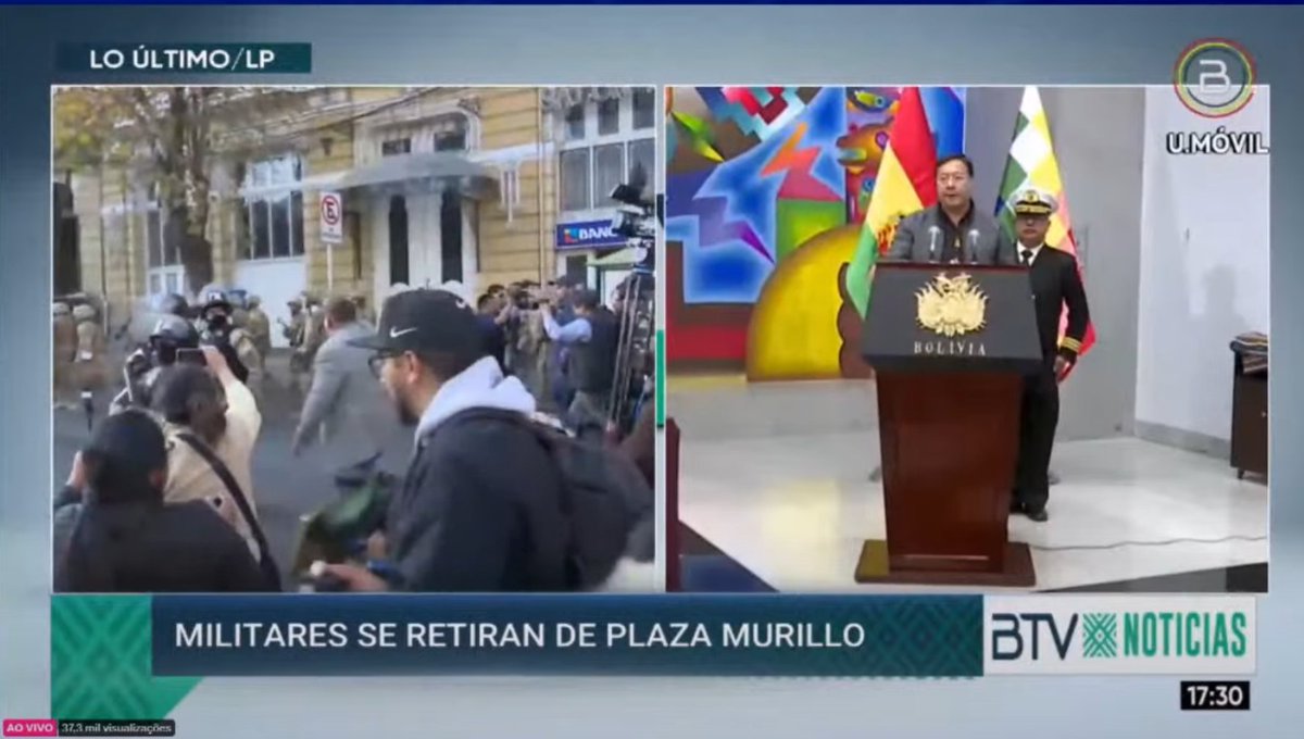 Viva a Bolívia! Luis Arce acaba de anunciar que a tentativa de Golpe de Estado fracassou, e que o povo boliviano irá derrotar qualquer nova tentativa golpista. O Exército está saindo das ruas. A democracia resiste na América Latina!