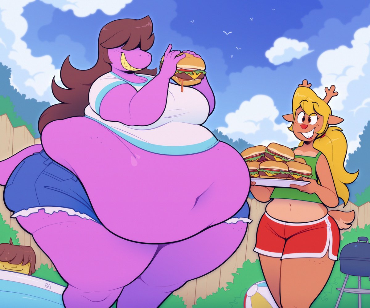 RlDlCULOUSCAKE's tweet photo. Happy 4th of July!

The fun gang are celebrating with burgers... and hot dogs.. and soda, and ice cream, and chips, and that sheet cake with berries on it that look like the American flag- https://t.co/zC5hGeTGRZ