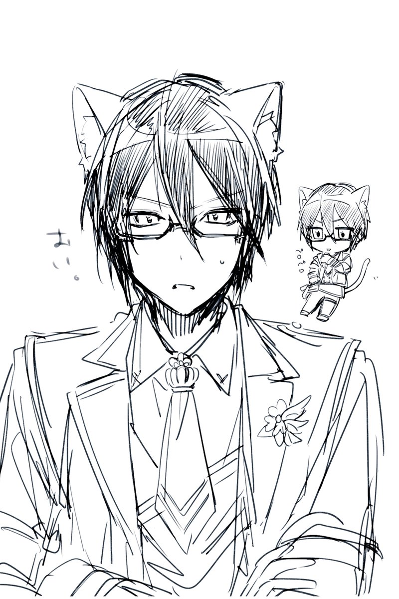 めっちゃ流れてくるからつい……初描きがねこみみで不満そう😾 