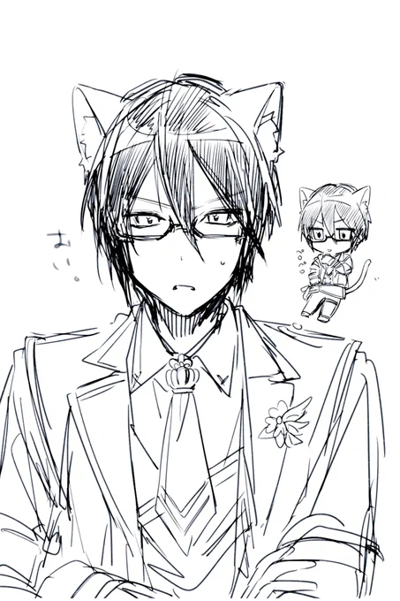 めっちゃ流れてくるからつい……初描きがねこみみで不満そう😾 
