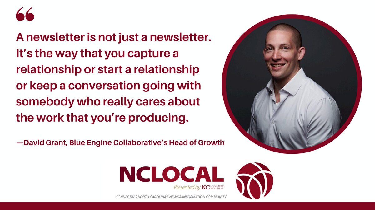 NC Local News Workshop (@ncnewsworks) on Twitter photo What are the secrets to newsletter strategy? Don’t miss this week’s #NCLocal & insights from <a href="/DW_Grant/">David Grant</a> & <a href="/rosehoban/">Rose Hoban</a>. Plus, new funding opps from <a href="/nclocalnewslab/">NC Local News Lab Fund</a> & <a href="/ZSRFoundation/">Z Smith Reynolds Fdn</a>, & a very cool job opening at <a href="/CISLMUNC/">Center for Local Media</a>. Read & subscribe: us17.campaign-archive.com/?u=48daec75309… What are the secrets to newsletter strategy? Don’t miss this week’s #NCLocal & insights from <a href="/DW_Grant/">David Grant</a> & <a href="/rosehoban/">Rose Hoban</a>. Plus, new funding opps from <a href="/nclocalnewslab/">NC Local News Lab Fund</a> & <a href="/ZSRFoundation/">Z Smith Reynolds Fdn</a>, & a very cool job opening at <a href="/CISLMUNC/">Center for Local Media</a>. Read & subscribe: us17.campaign-archive.com/?u=48daec75309…