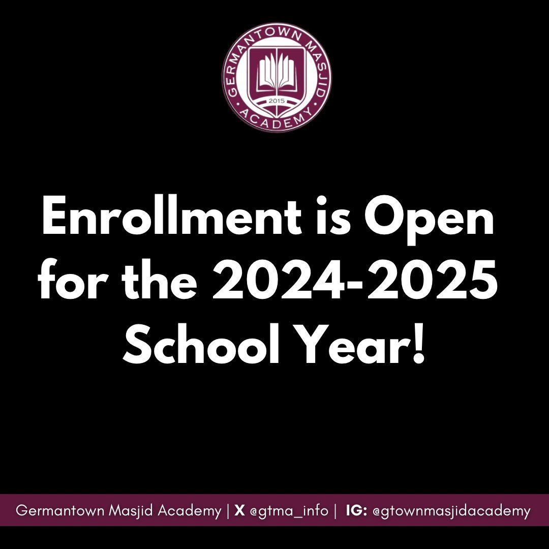 thatssokina's tweet photo. 📣 Enrolling for the 24-25 school year!

☑️Grades KG-12
☑️Arabic, Quran, Islamic Studies
☑️Approved academic curriculum 

 Peace of mind knowing your child’s religion &amp; morals are free from falsehood. 
 ان شاء الله

💻 admissions@gtmacademy.org
☎️ 267-271-1735 https://t.co/AEk0pjCo44