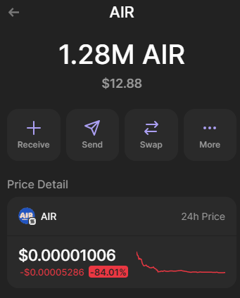 rybossky's tweet photo. @AirCoinMeme Seriously? That's your pre-sale tactic? Sending tokens after price is -82% down??? https://t.co/Q6pu2j56Nj