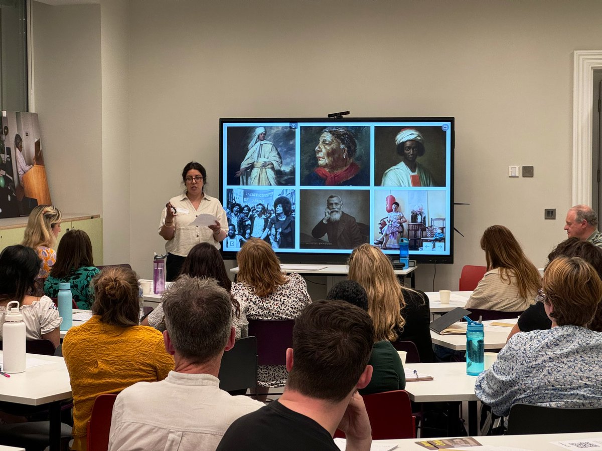 kingshistory's tweet photo. Yesterday afternoon @historysunny spoke to 40 secondary school History teachers about her research. The event, a CPD day entitled 'Framing Britain: Global Reflections', was held @NPGLondon  and hosted in partnership with @IOEHistoryEdSIG https://t.co/sSe0uT5scV