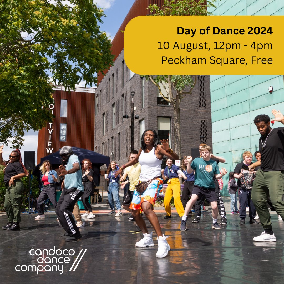 SAVE THE DATE!

Dance of Dance, our annual free celebration of inclusive dance, returns to Peckham Square!   - 10 August 2024 - 12pm - 4pm - Free - Peckham Square  Find out more: candoco.co.uk/whats-on/