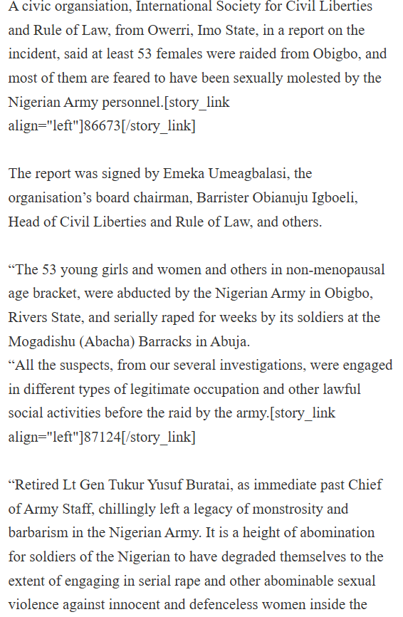 DavidHundeyin's tweet photo. This is not true. More people died in Obigbo/Oyigbo alone in Rivers State than in all of Lagos. It just didn't get as much coverage because again, it wasn't Lagos.

Some of you don't even know that 53 women were kidnapped from Obigbo and raped in Mogadishu barracks for 3 months. https://t.co/c0AvAo197U