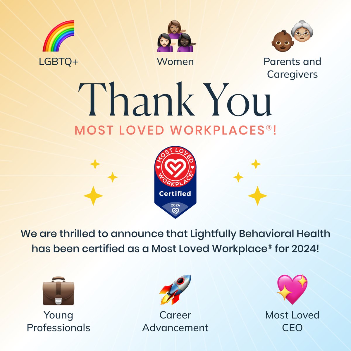 LightfullyBH's tweet photo. We are thrilled to announce that Lightfully Behavioral Health has been certified as a Most Loved Workplace for 2024! Read the full #pressrelease: 
https://t.co/l7IdVR7z40

#MostLovedWorkplace https://t.co/LZwXSX45LR