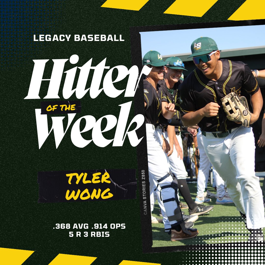 Legends Baseball ⚾️ (@mplegends) on Twitter photo LEGACY HITTER OF THE WEEK! 🔥
Congratulations to <a href="/tyler_wong_/">Tyler Wong</a> (<a href="/TuftsBaseball/">Jumbo Baseball</a>) for being selected player of the week for the Legacy!
Wong hit .368 with a .918 OPS this past week, scoring 5 runs and picking up 3 RBIs 🔥
#BeLegendary #LegacyBaseball <a href="/BACLBaseball/">Bay Area Collegiate League</a> LEGACY HITTER OF THE WEEK! 🔥
Congratulations to <a href="/tyler_wong_/">Tyler Wong</a> (<a href="/TuftsBaseball/">Jumbo Baseball</a>) for being selected player of the week for the Legacy!
Wong hit .368 with a .918 OPS this past week, scoring 5 runs and picking up 3 RBIs 🔥
#BeLegendary #LegacyBaseball <a href="/BACLBaseball/">Bay Area Collegiate League</a>