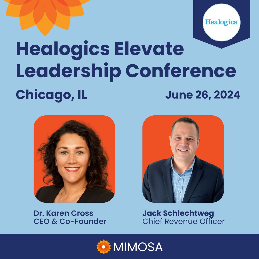 We have the honour of attending the <a href="/Healogics/">Healogics</a> Elevate Leadership Conference today in Chicago, IL! 

<a href="/drkarencross/">Dr. Karen Cross</a> and Jack Schlechtweg are on site exhibiting for MIMOSA and connecting with other leaders in healthcare innovation. Will we see you there?