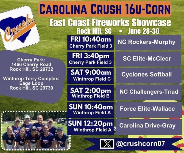 ‼️‼️ 🥎🥎 Come check us out in Rock Hill, SC this weekend 🥎🥎‼️‼️ #CrushLife