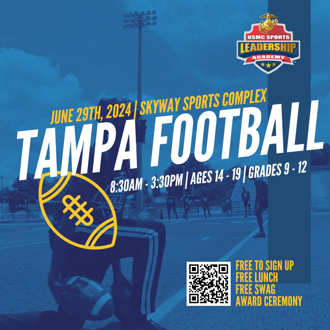 USMCSLA's tweet photo. FL FOOTBALL PLAYERS🚨🚨

We are only 3 DAYS away from our FREE football camp at SKYWAY SPORTS COMPLEX, which means you have only 3 DAYS left to REGISTER!🤼 This is a camp that you won't want to miss💪

📆 May 4, 8:30a-3:30p
🤼high schoolers ages 14-19
🔗https://t.co/X3YmRmCrKR https://t.co/CTFunXgB49