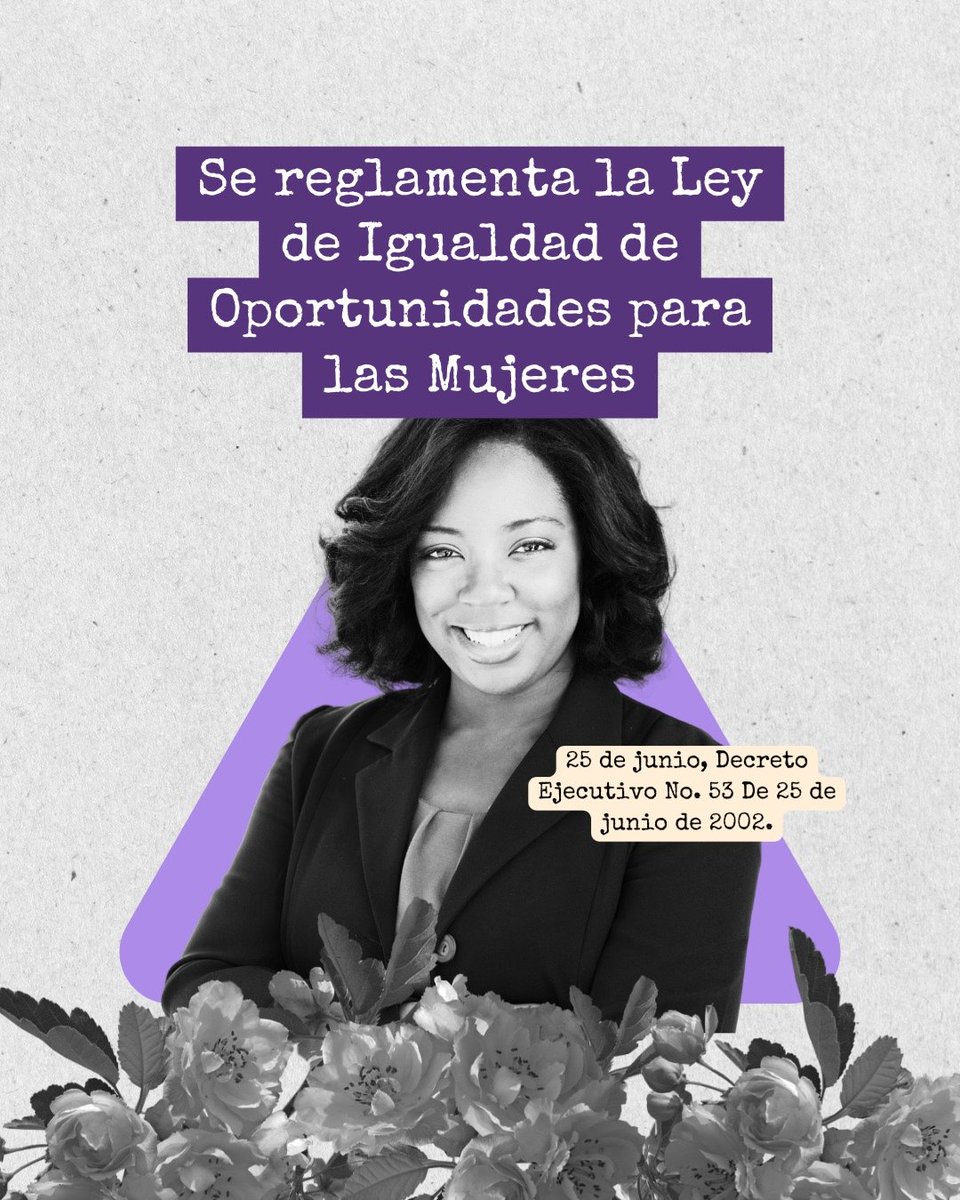 OVMPanama's tweet photo. Ub día como hoy, 25 de junio de 2002, se reglamenta mediante el Decreto Ejecutivo No.53 la Ley de Igualdad de Oportunidades para las mujeres en #Panamá (Ley 4, 1999) que garantiza la protección de los derechos humanos y condena todo tipo de violencia contra las mujeres. https://t.co/qj2pPUvru5