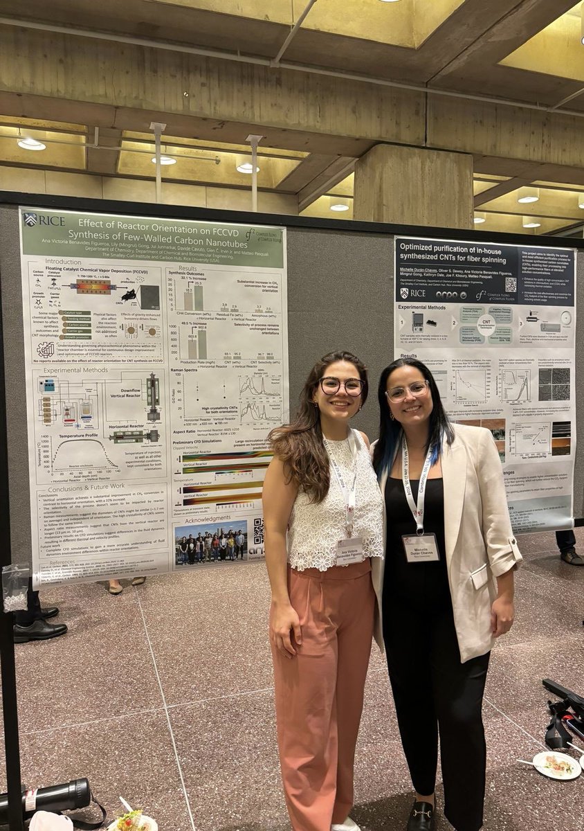 Pasquali Research Group (@cf2_group) on Twitter photo On Monday graduate students AnaVi Benavides Figueroa and Michelle Durán Chaves presented posters on CNT synthesis and CNT fiber spinning at #NT24 On Monday graduate students AnaVi Benavides Figueroa and Michelle Durán Chaves presented posters on CNT synthesis and CNT fiber spinning at #NT24