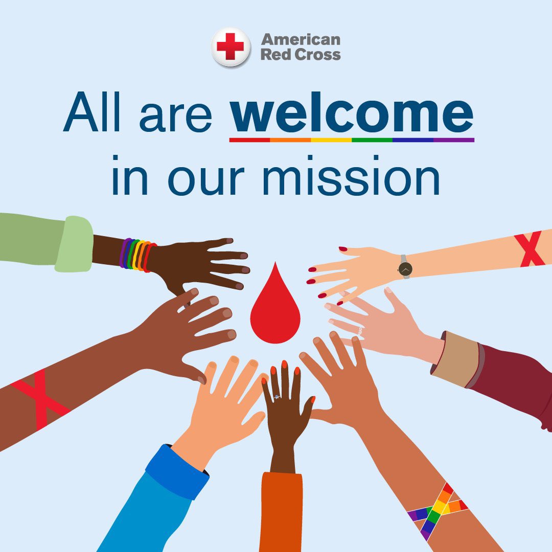 #RedCross celebrating that the blood donation process is now more inclusive, eliminating questions based on sexual orientation. This allows more people to give and keeps the blood supply safe. 🩸 We can’t wait to welcome even more donors! 🌈❤️ Learn more: rcblood.org/44R1nGl