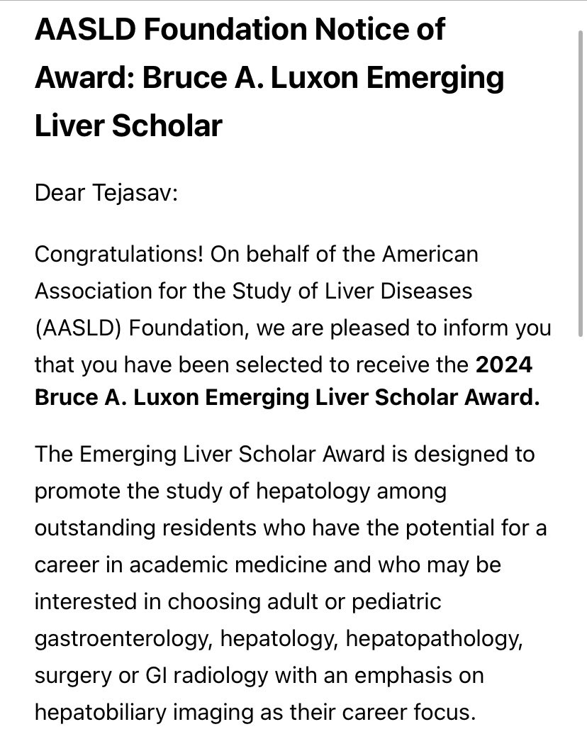 Tejasav Sehrawat, MD (@tejasavsehrawat) on Twitter photo Grateful to <a href="/AASLDFoundation/">AASLD Foundation</a> for selecting me as the Bruce A. Luxon Emerging Liver Scholar. Humbled to join an accomplished ELS class.
Thanks to Dr. <a href="/ggarciatsao/">Guadalupe GarciaTsao</a> and <a href="/YaleIMed/">Yale Internal Medicine</a> <a href="/YaleDigestive/">Yale Digestive Diseases</a> for the support.
A big thanks to all <a href="/AASLDtweets/">AASLD</a> donors. See you all in San Diego! Grateful to <a href="/AASLDFoundation/">AASLD Foundation</a> for selecting me as the Bruce A. Luxon Emerging Liver Scholar. Humbled to join an accomplished ELS class.
Thanks to Dr. <a href="/ggarciatsao/">Guadalupe GarciaTsao</a> and <a href="/YaleIMed/">Yale Internal Medicine</a> <a href="/YaleDigestive/">Yale Digestive Diseases</a> for the support.
A big thanks to all <a href="/AASLDtweets/">AASLD</a> donors. See you all in San Diego!