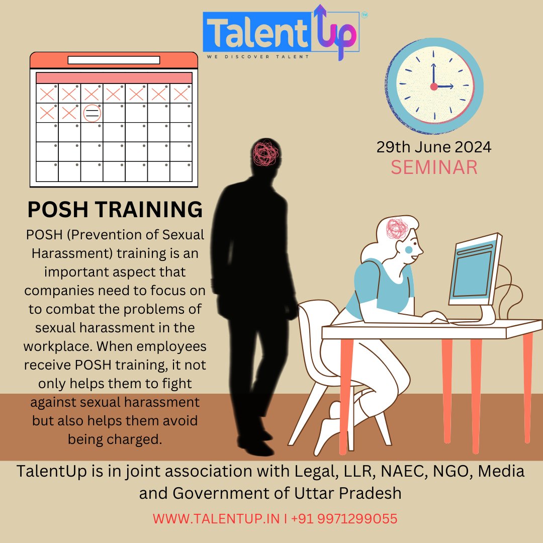 TalentupServic1's tweet image. "POSH (Prevention of Sexual Harassment) training"
"SEMINAR: 29th June 2024" TalentUp is in joint association with Legal, LLR, NAEC, NGO, Media and Government of Uttar Pradesh.
#posh #traning #fightagainst #avoid #beingcharged #seminar #talentupindia #talentupservicesindiapvtltd