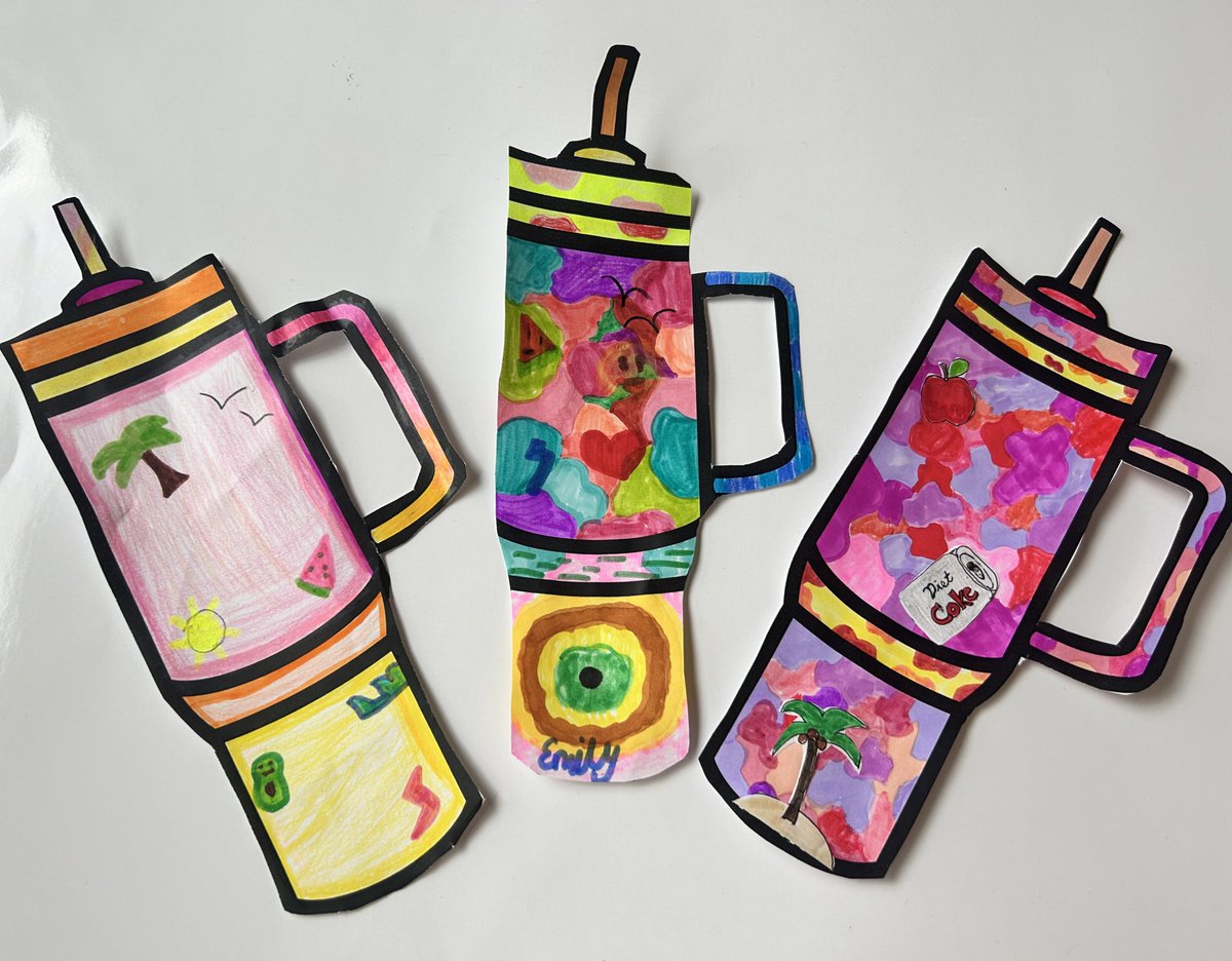 Another TikTok inspired art project! Design challenges 🩷 #stanley #crocs #lastweekofschool