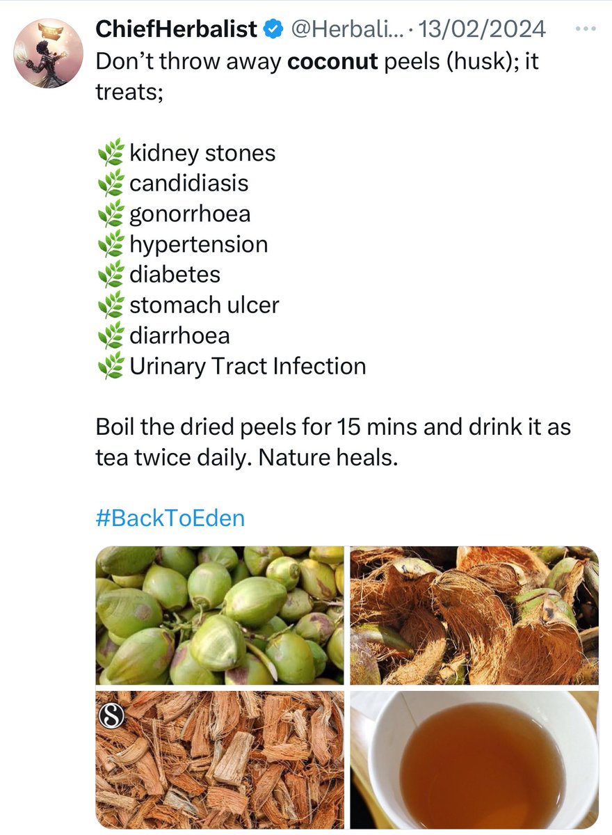 HerbalistChief's tweet photo. Stomach ulcer disappears after using Coconut husk. 

The healing is in little things around us. 

Nature heals. https://t.co/LPlx2UrRiF