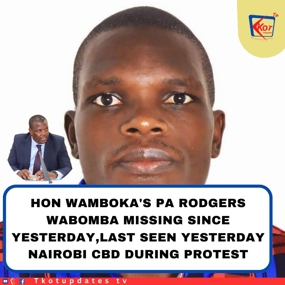 HonWamboka's tweet photo. My personal Assistant Wangila Wabomba was abducted yesterday and is incommunicado. We have searched in all hospitals and police stations but he is no where to be found and indications point to the police.

I recorded a statement at Bunge police station, notified @NAssemblyKE Speaker @HonWetangula. I hereby demand that @IG_NPS @NPSOfficial_KE produce him. 

This kind of intimidation targeting MPs who stood with Kenyans and voted No is backward and must end. @OpiyoWandayi, @KIMANIICHUNGWAH
#FreeWangila