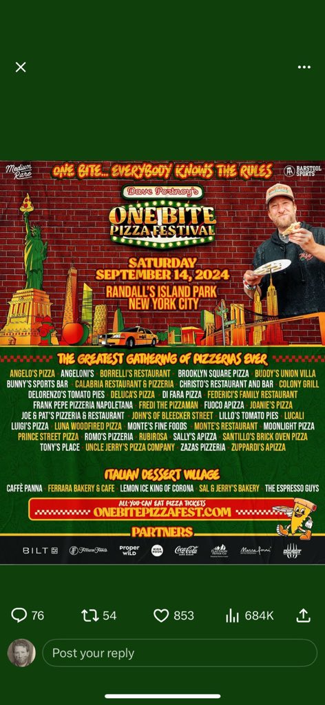 stoolpresidente's tweet photo. Emergency Press Conference - The Presale for tix for the Greatest Gathering of Pizza of Alltime is Friday at 10am.  You must register for presale at https://t.co/NbBflburm7

MORE IMPORTANTLY IM GIVING ALL PROFITS I MAKE ON THIS TO AL SANTILLO TO REBUILD SANTILLOS FROM THE FIRE https://t.co/xGx4Vr2cxK