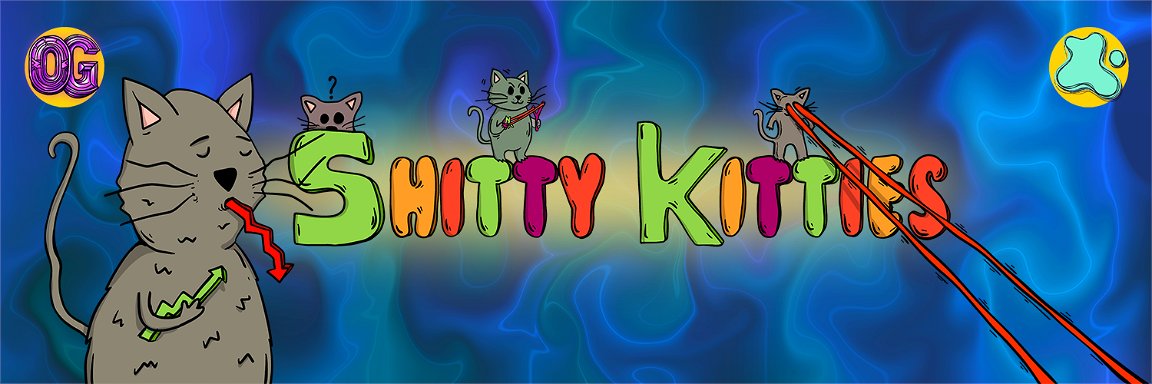 ShittyKitties_'s tweet image. Just scooped a few ABC banners by @Gekofam from their live @ALGOxNFT shuffle for the #ShittyVendingMachine and managed to score this #ShittyKitties banner! 😻