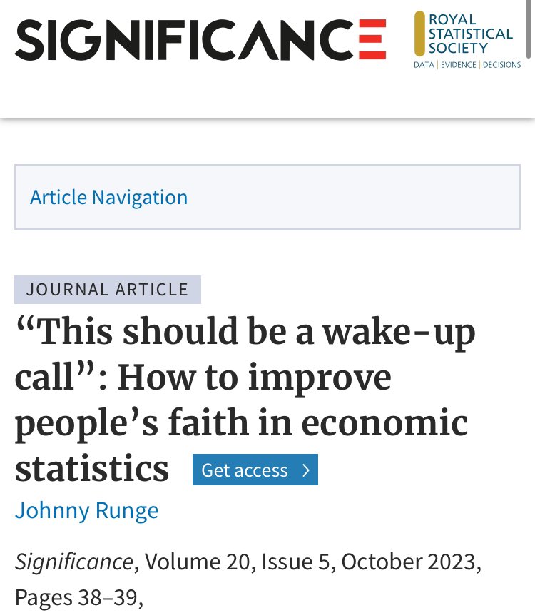 Great to listen to <a href="/RoyalStatSoc/">Royal Statistical Society</a> presidential address by Andrew Garrett. And to be cited several times! 🙏 for our <a href="/ESCoEorg/">ESCoE</a> research on public understanding &amp; communication of statistics. See more here in my <a href="/signmagazine/">Significance</a> piece (£): academic.oup.com/jrssig/article…