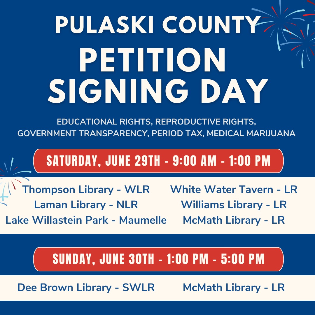ForARKids's tweet image. #ARKANSAS, THIS IS YOUR LAST WEEKEND TO SIGN ALL THE PETITIONS! Don't wait until the July 5th deadline, make a plan now! Not in Pulaski County? Head to ForARKids.org/where-to-sign to find a signing location near you. #ARPx #ForARKids #DirectDemocracy