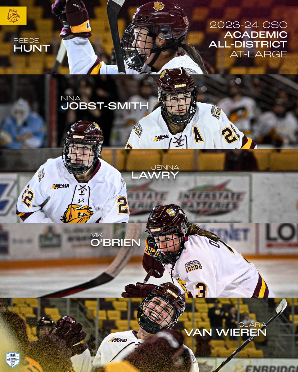 Five <a href="/UMDWHockey/">UMD Women's Hockey</a> Players Land CSC Academic All-District Honors

Story: umdbulldogs.com/news/2024/6/26…
