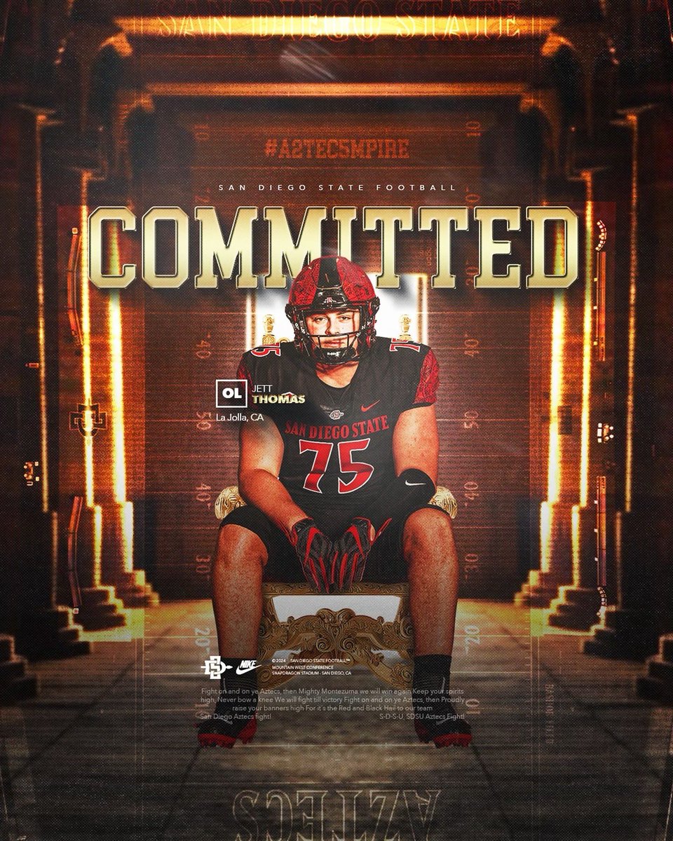 Jett Thomas (@jettthomas75) on Twitter photo After carefully thinking I’m proud to say I’m committed to sdsu!! <a href="/CoachM_Schmidt/">Mike Schmidt</a> <a href="/CoachRLindley/">Ryan Lindley</a> <a href="/TheHC_CoachLew/">🔴 Sean Lewis ⚫️</a> <a href="/CoachRoachLJ/">Tyler Roach</a> <a href="/Juiceman76/">Scott 'Juice' Hughley</a> After carefully thinking I’m proud to say I’m committed to sdsu!! <a href="/CoachM_Schmidt/">Mike Schmidt</a> <a href="/CoachRLindley/">Ryan Lindley</a> <a href="/TheHC_CoachLew/">🔴 Sean Lewis ⚫️</a> <a href="/CoachRoachLJ/">Tyler Roach</a> <a href="/Juiceman76/">Scott 'Juice' Hughley</a>