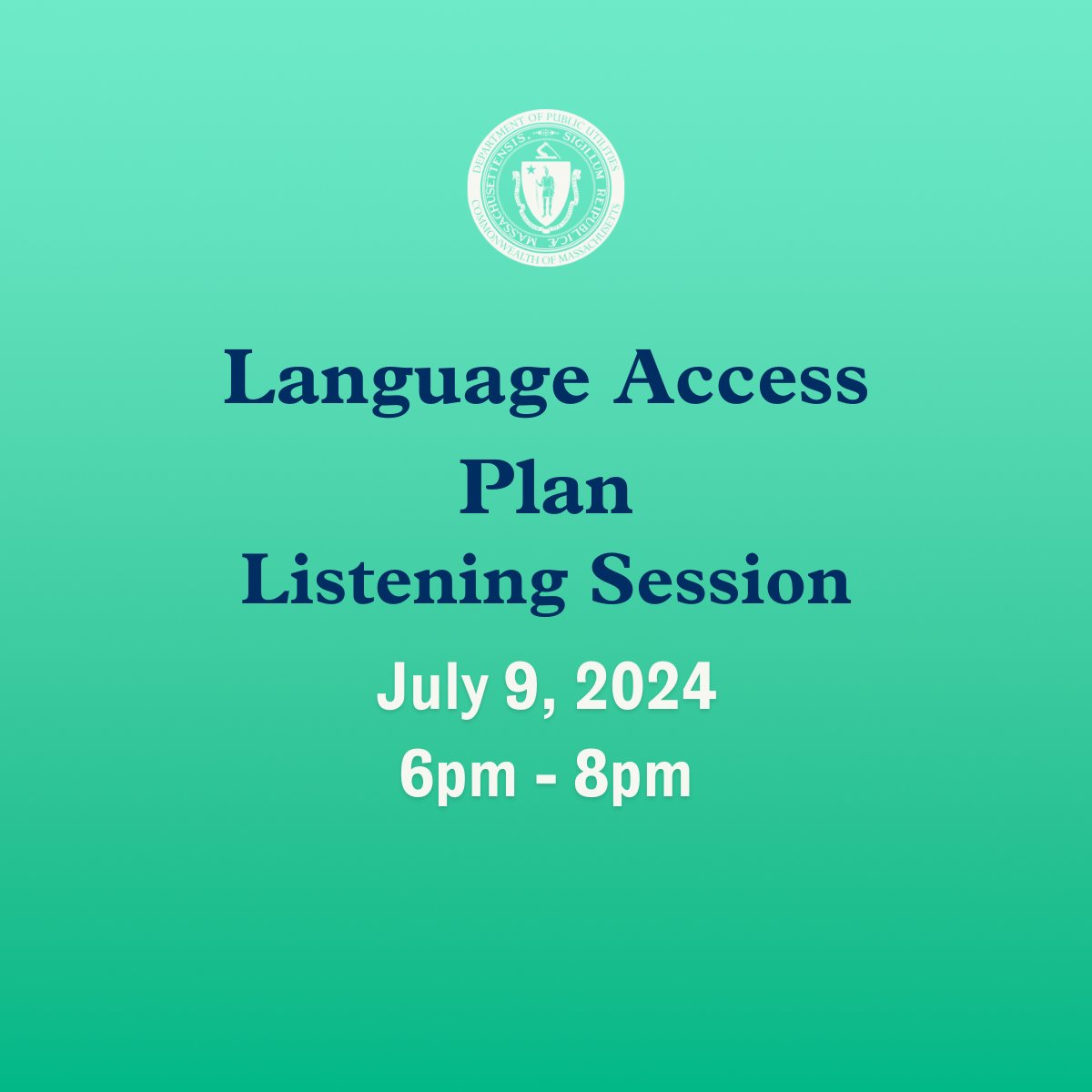 We're hosting an in-person Listening Session with <a href="/MassEEA/">Massachusetts Energy and Environmental Affairs</a> draft Language Access Plans on 7/9 from 6-8pm at the Bruce Bolling Building in Roxbury. Interpretation will be provided in Spanish, Portuguese, and Haitian Creole.
More details here: mass.gov/event/language…