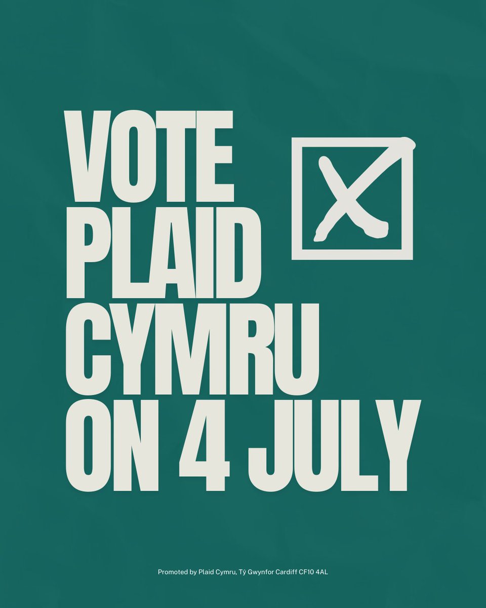 There's just a week to go until the election. 

The Tories are toast - but Labour offer nothing for Wales. 

Send them a message that Wales won’t be taken for granted any longer. 

Vote Plaid Cymru on 4th July - the only party putting Wales first.