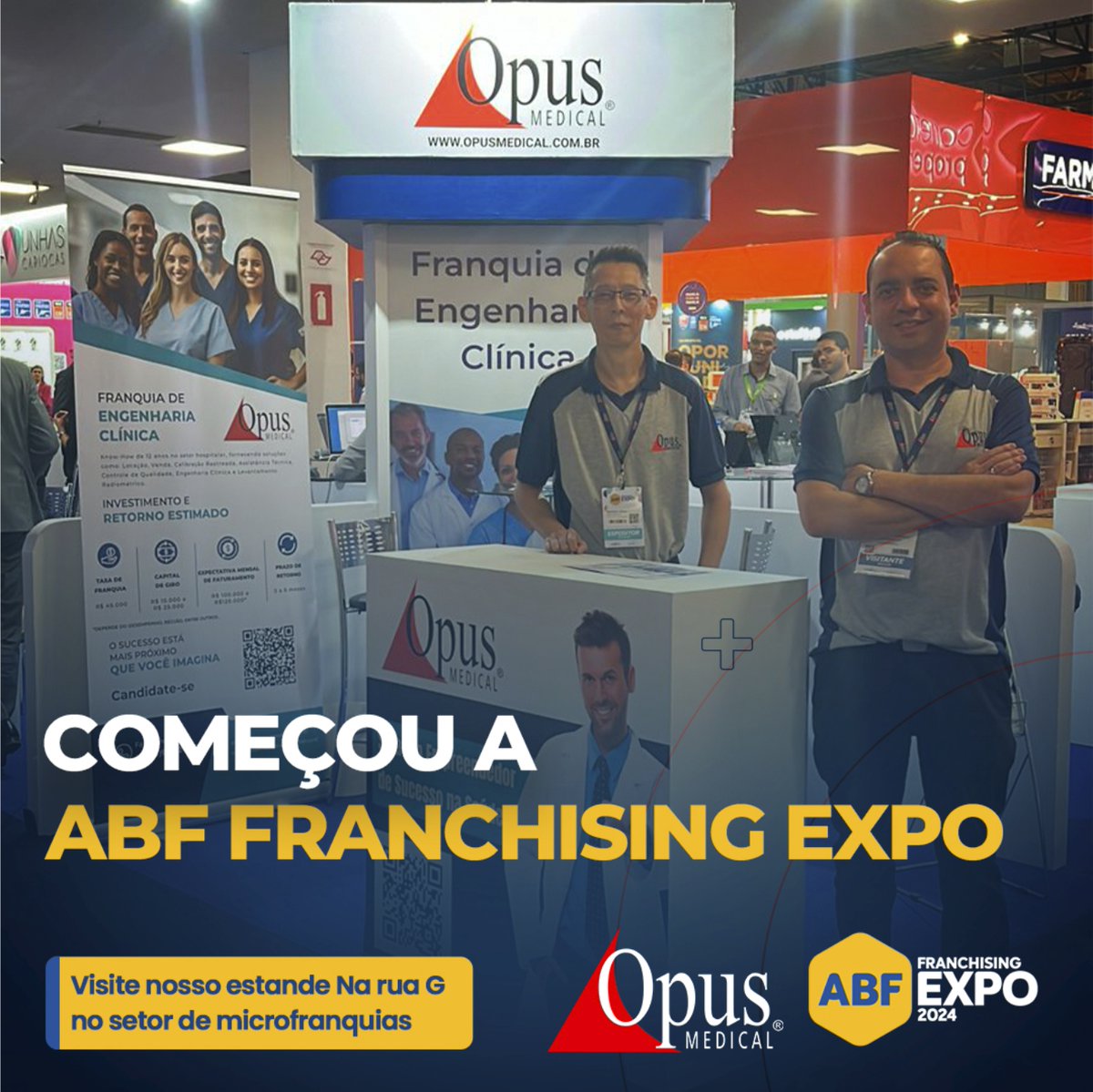 OpusMedical's tweet photo. Venha conhecer nosso estande..., e descubra como nossa franquia de engenharia clínica pode transformar sua vida profissional e fazer a diferença na saúde de milhares de pessoas. 

#OpusMedical #ABFFranchising #EngenhariaClínica #Franquias #InovaçãoEmSaúde #SejaFranqueado https://t.co/EB64PjG6ZO