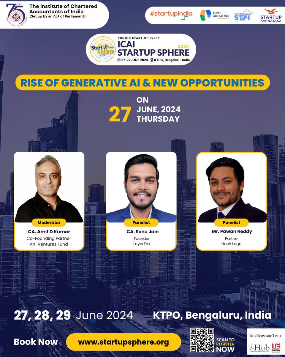 StartupSphere I will be speaking tomorrow (27th June) at an Startup Sphere  event organised by “Institute of Chartered Accountants of India”. 🥷🏻 This  is my first opportunity as a speaker at an