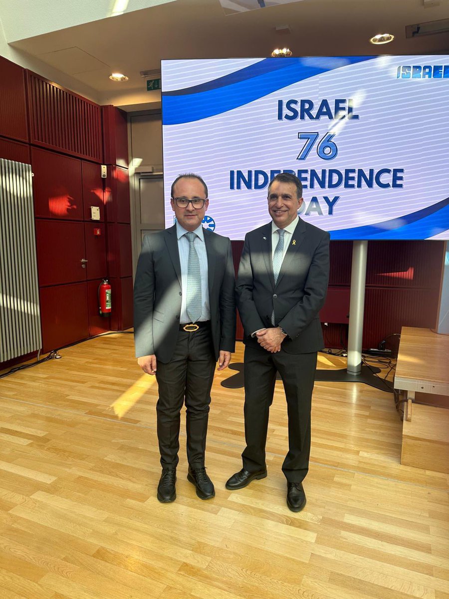 Honored to attend the 76th anniversary of Israel in Brussels, invited by Ambassador <a href="/HaimRegev/">Ambassador Haim Regev</a> . Reflecting on the need to combat hate and terrorism to ensure peace. Solidarity is the key in these challenging times.