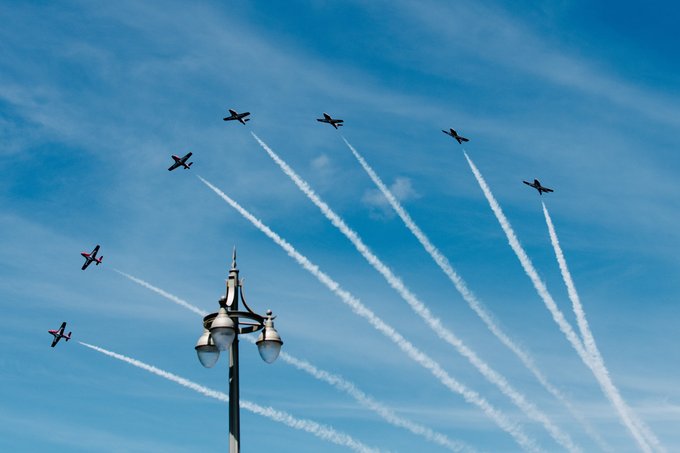 Canadian Snowbird jets in flight