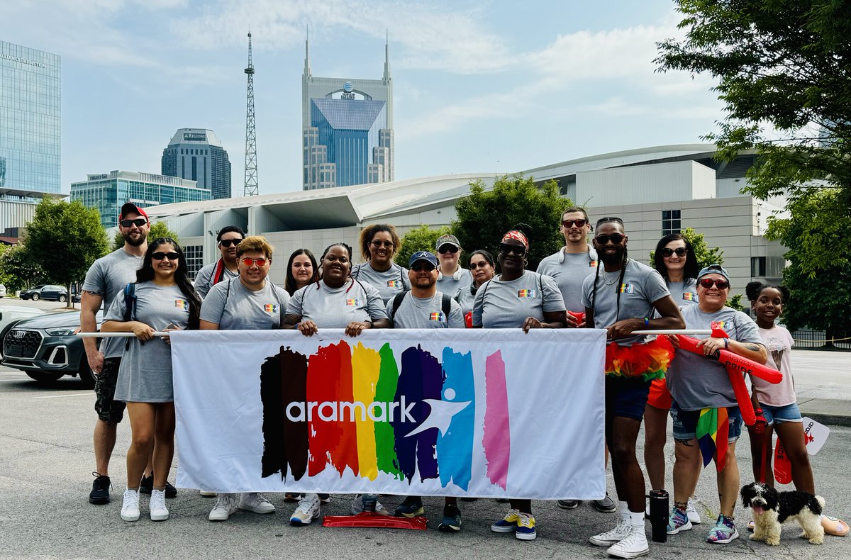Aramark's tweet photo. For LGBTQ+ Pride Month (June), members of our Pride employee resource group organized events focused on prioritizing LGBTQ+ self-care and promoted intersectionality.
Read on to learn about this year’s events: https://t.co/9tHebmMFuX #AramarkPride https://t.co/BqirDev5TX