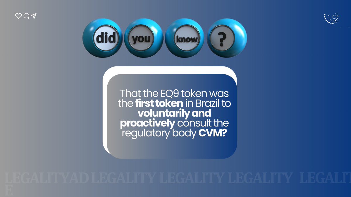 TokenEQ9's tweet photo. 🌟 EQ9 is a pioneer in Brazil! The first token to voluntarily consult a regulatory authority about its legality. Safe investment, transparency, and responsible innovation. 🚀💎 

#EQ9 #Crypto #Security https://t.co/I2ycwozHkQ