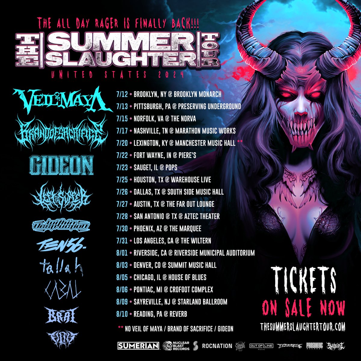 ππππππ (@tallah__) on Twitter photo Milwaukee! Weβve added a 7/21 show with <a href="/LefttoSufferUS/">Left to Suffer</a>, @DMWDestruction and <a href="/ten56hq/">ten56.</a> at <a href="/clubgaribaldis/">Club Garibaldi</a> on an off day of <a href="/summerslaughter/">Summer Slaughter</a> π§¬
The same lineup will convene at Greensboroβs Hangar 1819 7/19 and again at Baltimoreβs <a href="/BmoreSoundstage/">Baltimore Soundstage</a> 7/14βthis one with <a href="/GideonAL/">GIDEON</a> π§ͺ Milwaukee! Weβve added a 7/21 show with <a href="/LefttoSufferUS/">Left to Suffer</a>, @DMWDestruction and <a href="/ten56hq/">ten56.</a> at <a href="/clubgaribaldis/">Club Garibaldi</a> on an off day of <a href="/summerslaughter/">Summer Slaughter</a> π§¬
The same lineup will convene at Greensboroβs Hangar 1819 7/19 and again at Baltimoreβs <a href="/BmoreSoundstage/">Baltimore Soundstage</a> 7/14βthis one with <a href="/GideonAL/">GIDEON</a> π§ͺ