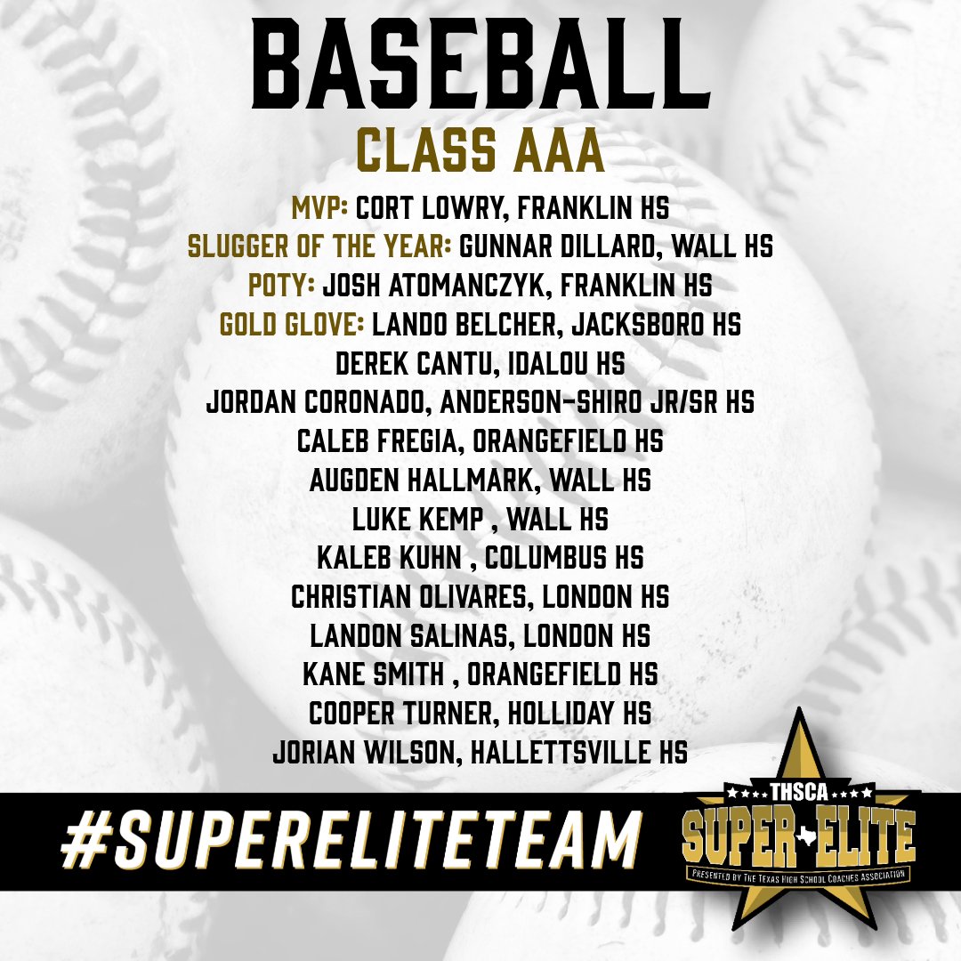 ⭐ THSCA is proud to recognize the 3A Baseball #SuperEliteTeam!⚾ Congrats to these athletes!🙌 

🔗 thsca.com/super-elite-te…